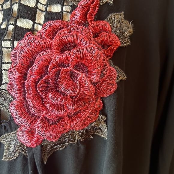 JJ Fairyland Black Peasant Blouse Size Large - Picture 7 of 16